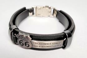 Pulseira Masculina De Material Sintético Rota 66 Placa De Aço Pulseira Masculina De Material Sintético Rota 66 Placa De Aço