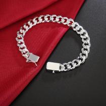 Pulseira Masculina De Prata Esterlina 925, Corrente De 10mm, Joia De Moda De Alta Qualidade, 20cm,