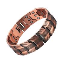Pulseira Masculina De Terapia Magnética De Cobre Puro 3500 Gauss 3X Strength ARADOO Link