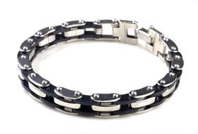 Pulseira Masculina Dia dos Namorados Aço Inox e Borracha Bracelete Masculino Moderno Luxo Pulseira Masculina Dia dos Namorados Aço Inox e Borracha Bracelete Masculino Moderno Luxo