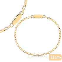 Pulseira Masculina Elo Veneziana Tijolinho Banhada Ouro 18K