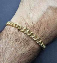 Pulseira Masculina Elos Duplos 23cm Banho Ouro 18k 2231 Pulseira Masculina Elos Duplos 23cm Banho Ouro 18k 2231