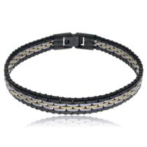 Pulseira Masculina Em Aço 21cm Trançado Steel Fosco Gold