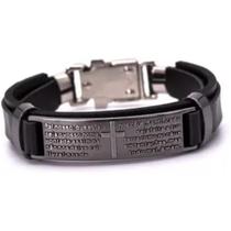 Pulseira Masculina Em Couro Pai Nosso