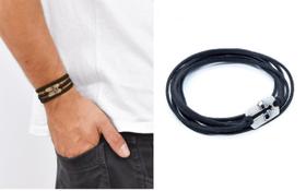 Pulseira Masculina em material sintético Cruz Vazada Prata Velha Pulseira Masculina em material sintético Cruz Vazada Prata Velha