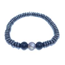 Pulseira Masculina Esferas Com Pedras Hematita Bolinha Preta Pulseira Masculina Esferas Com Pedras Hematita Bolinha Preta