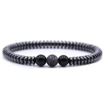 Pulseira Masculina Esferas Com Pedras Hematita Cinza E Preta Pulseira Masculina Esferas Com Pedras Hematita Cinza E Preta