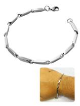 Pulseira Masculina Feminina Fina Elos Tijolinho 3Mm Cruz