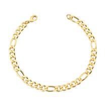 Pulseira masculina figaro 3x1 banhada a ouro 18k