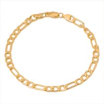 Pulseira Masculina Fígaro Flat 20 Cm Elos Achatado 3X1