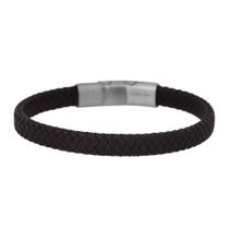 Pulseira masculina Geoffrey Beene de couro genuíno trançado de 20,5 cm Pulseira masculina Geoffrey Beene de couro genuíno trançado de 20,5 cm