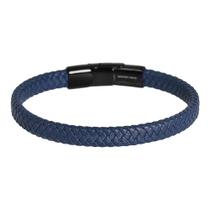 Pulseira masculina Geoffrey Beene de couro trançado 21 cm azul Pulseira masculina Geoffrey Beene de couro trançado 21 cm azul