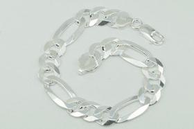 Pulseira Masculina Grossa 12mm Fígaro Elos 3 Em 1 De Prata 925 Pulseira Masculina Grossa 12mm Fígaro Elos 3 Em 1 De Prata 925