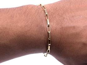 Pulseira Masculina Grossa De Ouro 18k 750 Cadeado