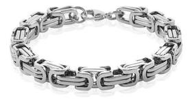 Pulseira Masculina Grossa Square Bizantino Em Aço 316l