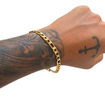 Pulseira Masculina Grumet 3x1 Banhada Ouro 18k Fecho Gaveta