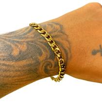 Pulseira Masculina Grumet 6mm Bracelete 1x1 Banhada Ouro