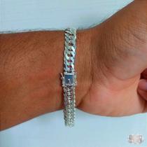 Pulseira Masculina Grumet Dupla Fecho Gaveta Prata 925 8mm Joia Exclusiva