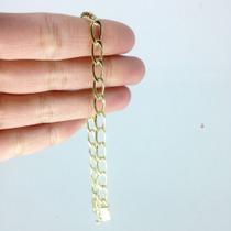 Pulseira masculina Grumet longa Fecho Gaveta Banhada A Ouro 18k 20cm 5mm