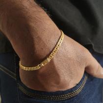 Pulseira Masculina Grumet Moeda Antiga Banhada a Ouro 18k 4mm.