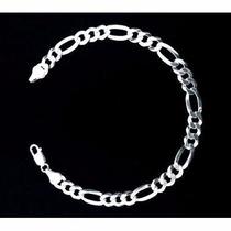 Pulseira Masculina Italiana 3 Em 1 7mm X 21cm Em Prata 925