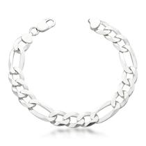 Pulseira Masculina Italiana Flat 11mm Elo 3x1 Prata 925