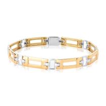 Pulseira Masculina Larga Duas Cores Ouro Puro 14 Gramas 10k Pulseira Masculina Larga Duas Cores Ouro Puro 14 Gramas 10k