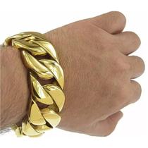 Pulseira Masculina Macica 31Mm Banhada A Ouro 18K Bonita