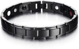Pulseira Masculina Magnética Preta Aço Inox Homem Executivo