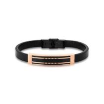 Pulseira Masculina material sintético Preto E Placa Trabalhada Em Aço Pulseira Masculina material sintético Preto E Placa Trabalhada Em Aço