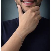 Pulseira Masculina Modelo 3x1 Fina 21cm Em Prata 925