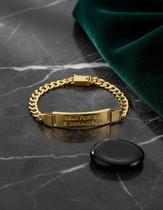 Pulseira Masculina Neromen Grumet Frase Seja Forte Banho Ouro 18k 19cm