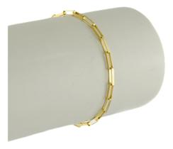 Pulseira Masculina Ouro 18k 750 Elos Alongados Maciça 21 Cm