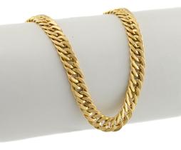 Pulseira Masculina Ouro 18k Grumet Dupla 6.7 21 Cm Novidade Amarelo 1 Cm 21 Cm