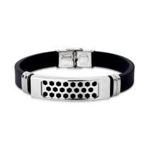Pulseira masculina passante retangular furadinho