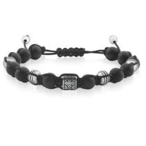 Pulseira Masculina Pedras Negras E Lisas Stoppers Redondos