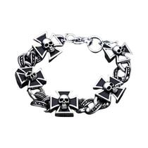 Pulseira Masculina Retrô De Metal Com Padrão De Caveira E Cruz Celta, Joia De Moda Para Festas Pulseira Masculina Retrô De Metal Com Padrão De Caveira E Cruz Celta, Joia De Moda Para Festas