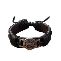 Pulseira Masculina São Bento Ajustável em material sintético Trançado Vintage Premium