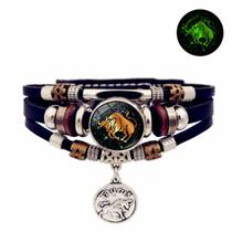 Pulseira Masculina Signo Cour Ajustável Zodíaco Brilha Escur -