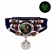 Pulseira Masculina Signo Cour Ajustável Zodíaco Brilha Escur -