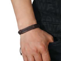 Pulseira Masculina Sintético Couro Preto Acessórios