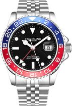 Pulseira masculina Stuhrling Original Jubilee de aço inoxidável GMT Watch Quartz, hora dupla, data de ajuste rápido com coroa rosqueada, resistente à água até 10 ATM Pulseira masculina Stuhrling Original Jubilee de aço inoxidável GMT Watch Quartz, hora dupla, data de ajuste rápido com coroa rosqueada, resistente à água até 10 ATM