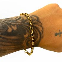 Pulseira Masculina Tijolinho 4mm Fecho Gaveta Banhada Ouro