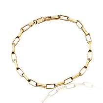 Pulseira Masculina Tijolinho Elos Longos Ouro 18k 4mm
