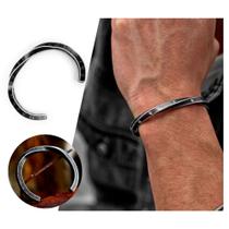 Pulseira Masculina Torcida Viking Runas da Sorte Bracelete Punk Rock Aço Inox