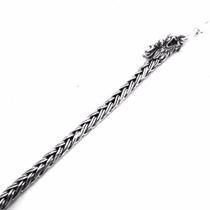 Pulseira Masculina Trança 4,5 milímetros Prata Cabeça Dragão 02587
