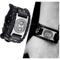 Pulseira Masculina Viking Árvore Da Vida Couro Legítimo Ajustável Bracelete Trançado Pulseira Masculina Viking Árvore Da Vida Couro Legítimo Ajustável Bracelete Trançado