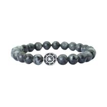 Pulseira Masculina Viking Pirata Bússola Pedra Natural Genuína Olho De Tigre Estilo Simples