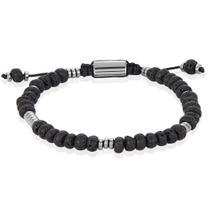 Pulseira Masculina West Coast Jewelry - Pedras Rondelle de Lava e Hematita