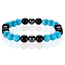 Pulseira Masculina West Coast Jewelry - Turquesa, Ônix e Hematita